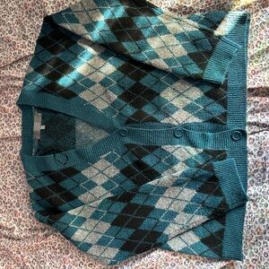 Teal Argyle Women's Cardigan